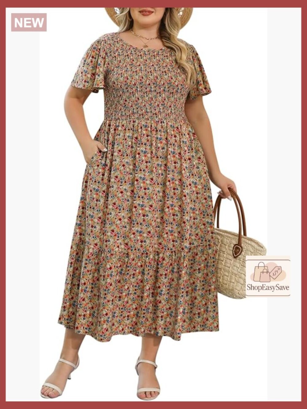 Boho Maxi Dress with Ruffle Sleeves Floral Print Casual Summer Long Dress